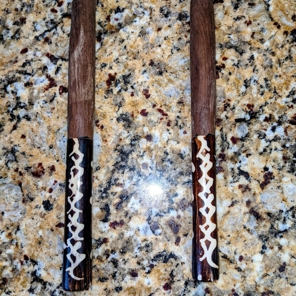 African Teak Salad Serving Spoons from Kenya - Picture 7 of 8